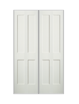 REEB Twin/Double 6'8 X 1-3/8 2 Long Panels Over 2 Short Panels Primed Flat Ovolo Sticking Interior Prehung Door PR8044