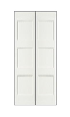 REEB Twin/Double 6'8 X 1-3/8 Or 1-3/4 3 Panel Equal Primed Flat Shaker Sticking Interior Prehung Door PR8730