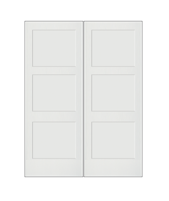 REEB Twin/Double 6'8 X 1-3/8 Or 1-3/4 3 Panel Equal Primed Flat Shaker Sticking Interior Prehung Door PR8730