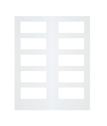 MMI TWIN/DOUBLE 5 LITE FROSTED 6'8" OR 8'0" X 1-3/8 PRIMED PINE SHAKER TEMPERED GLASS INTERIOR FRENCH PREHUNG DOOR