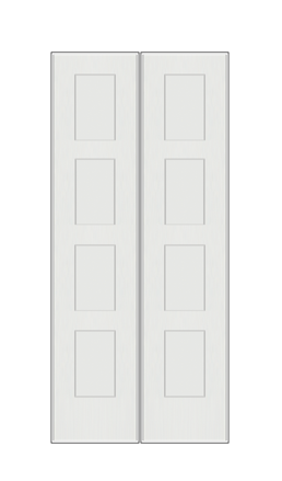 REEB Twin/Double 6'8 X 1-3/8 4 Panel Equal Primed Flat Shaker Sticking Interior Prehung Door PR8740