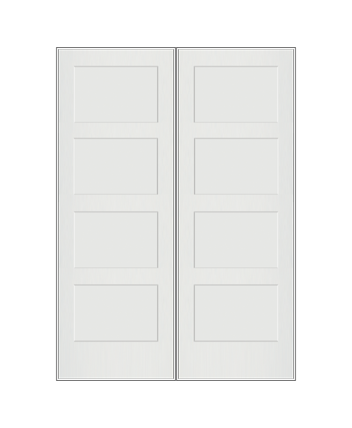 REEB Twin/Double 7'0 X 1-3/8 4 Panel Equal Primed Flat Ovolo Sticking Interior Prehung Door PR8040