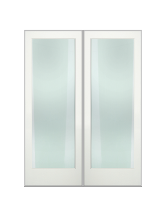 Twin/Double 1 Lite Clear/Frosted 8'0" X 1-3/8 Primed Pine Shaker Tempered Glass Interior French Prehung Door