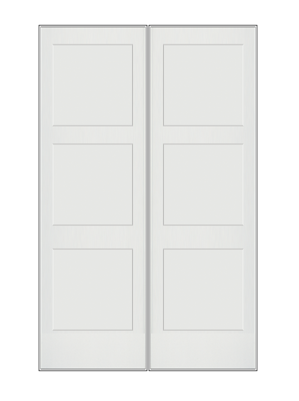 REEB Twin/Double 8'0 X 1-3/8 Or 1-3/4 3 Panel Equal Primed Flat Shaker Sticking Interior Prehung DoorPR8730