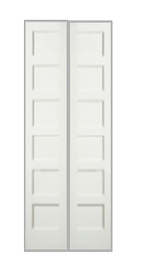 REEB Twin/Double 8'0 X 1-3/8 6 Panel Equal Primed Flat Ovolo Sticking Interior Prehung Door PR8055