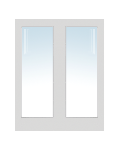 MMI TWIN/DOUBLE 1 LITE CLEAR/FROSTED 6'8" X 1-3/8 PRIMED PINE OR PINE OVOLO TEMPERED GLASS INTERIOR FRENCH PREHUNG DOOR