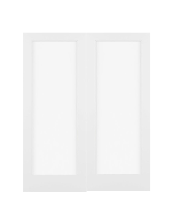 MMI TWIN/DOUBLE 1 LITE CLEAR/FROSTED 6'8" X 1-3/8 PRIMED PINE OR PINE OVOLO TEMPERED GLASS INTERIOR FRENCH PREHUNG DOOR