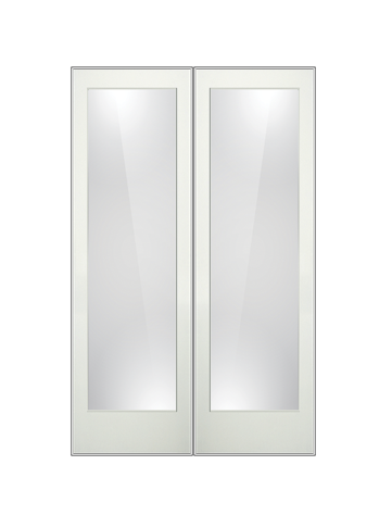 REEB Twin/Double 1 Lite Clear/Frosted 8'0" X 1-3/8 Primed Pine Ovolo Tempered Glass Interior French Prehung Door