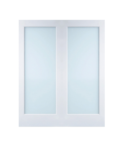 MMI TWIN/DOUBLE 1 LITE LAMINATE 6'8" X 1-3/8 OVOLO STICKING PRIMED FRAME TEMPERED GLASS INTERIOR FRENCH PREHUNG DOOR