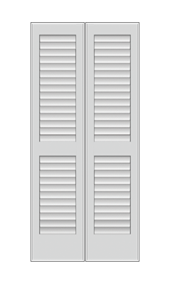 REEB Twin/Double 6'8 X 1-3/8 Full Plantation Louver Primed Interior Prehung Door PR730W