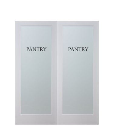MMI TWIN/DOUBLE 1 LITE MODERN PANTRY 6'8" X 1-3/8 OVOLO STICKING PRIMED FRAME TEMPERED GLASS INTERIOR FRENCH PREHUNG DOOR