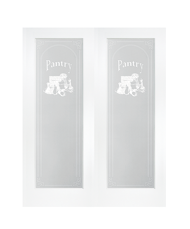 Twin/Double 1 Lite Pantry 6'8" X 1-3/8 Ovolo Sticking Primed Or Pine Frame Tempered Glass Interior French Prehung Door