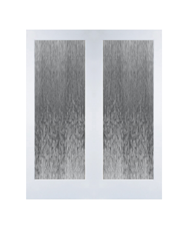 MMI TWIN/DOUBLE 1 LITE RAIN 6'8" X 1-3/8 OVOLO STICKING PRIMED FRAME TEMPERED GLASS INTERIOR FRENCH PREHUNG DOOR