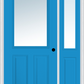 MMI 1/2 LITE 2 PANEL 3'0" X 6'8" FIBERGLASS SMOOTH EXTERIOR PREHUNG DOOR WITH 1 HALF LITE CLEAR GLASS SIDELIGHT 122