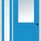 MMI 1/2 LITE 1 PANEL 3'0" X 6'8" FIBERGLASS SMOOTH EXTERIOR PREHUNG DOOR WITH 1 FULL LITE CLEAR GLASS SIDELIGHT 682
