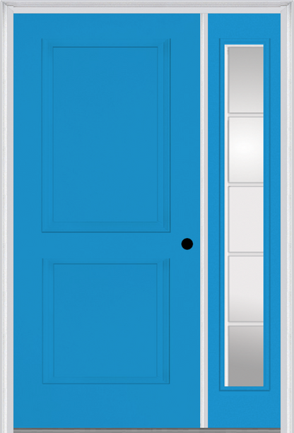 MMI TRUE 2 PANEL 3'0" X 6'8" FIBERGLASS SMOOTH EXTERIOR PREHUNG DOOR WITH 1 FULL LITE SDL GRILLES GLASS SIDELIGHT 20