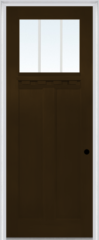 MMI Craftsman 2 Panel Flush Glazed With Shelf 3'0" X 8'0" Fiberglass Fir Clear Glass Finger Jointed Primed Exterior Prehung Door 801,803, Or 806