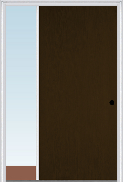 MMI Flush 3'0" X 6'8" Fiberglass Oak Finger Jointed Primed Exterior Prehung Door With 1 Direct Set Sidelight