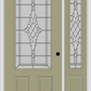 MMI 3/4 Lite 2 Panel 6'8" Fiberglass Smooth Grace Nickel Or Grace Patina Exterior Prehung Door With 1 Grace Nickel/Patina 3/4 Lite Decorative Glass Sidelight 607