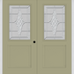 MMI TWIN/DOUBLE 1/2 LITE 1 PANEL 6'8" FIBERGLASS SMOOTH GRACE NICKEL OR GRACE PATINA DECORATIVE GLASS EXTERIOR PREHUNG DOOR 682