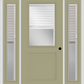 MMI 1/2 Lite 1 Panel Raise/Lower Blinds 3'0" X 6'8" Fiberglass Smooth Exterior Prehung Door With 2 Full Lite Glass Raise/Lower Blinds Sidelights 682 RLB 690 RLB