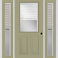 MMI 1/2 Lite 2 Panel Raise/Lower Blinds 3'0" X 6'8" Fiberglass Smooth Exterior Prehung Door With 2 Full Lite Glass Raise/Lower Blinds Sidelights 684 RLB 694 RLB
