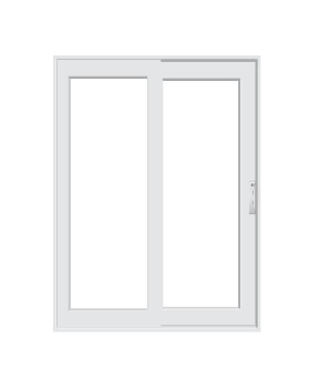 PELLA Lifestyle Series Contemporary 2 Panel 83.25" X 81.5" Advanced Low-E Insulating Tempered Argon Fill Glass Assembled Sliding/Gliding Patio Door Grilles/Screen Options