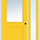 MMI 1/2 LITE 1 PANEL 3'0" X 6'8" FIBERGLASS SMOOTH EXTERIOR PREHUNG DOOR WITH 1 FULL LITE CLEAR GLASS SIDELIGHT 682