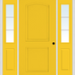 MMI 2 Panel Arch 3'0" X 6'8" Fiberglass Smooth Exterior Prehung Door With 2 Half Lite SDL Grilles Glass Sidelights 22