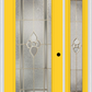 MMI Full Lite 3'0" X 6'8" Fiberglass Smooth Nouveau Nickel Or Nouveau Patina Exterior Prehung Door With 1 Full Lite Nouveau Brass, Nickel, Or Patina Decorative Glass Sidelight 686