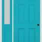 MMI 6 Panel 3'0" X 6'8" Fiberglass Smooth Exterior Prehung Door With 1 Half Lite Clear Or Privacy/Textured Glass Sidelight 21