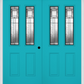 MMI TWIN/DOUBLE 2-1/2 LITE 2 PANEL 6'8" FIBERGLASS SMOOTH ROYAL PATINA DECORATIVE GLASS EXTERIOR PREHUNG DOOR 692