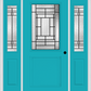 MMI 1/2 Lite 1 Panel 6'8" Fiberglass Smooth Pembrook Patina Exterior Prehung Door With 2 Half Lite Pembrook Patina Decorative Glass Sidelights 682
