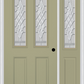 MMI 2-1/2 Lite 2 Panel 3'0" X 6'8" Fiberglass Smooth Grace Nickel Or Grace Patina Exterior Prehung Door With 1 Half Lite Grace Nickel/Patina Decorative Glass Sidelight 692