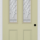 MMI 2-1/2 LITE 2 PANEL 6'8" FIBERGLASS SMOOTH GRACE NICKEL OR GRACE PATINA DECORATIVE GLASS EXTERIOR PREHUNG DOOR 692