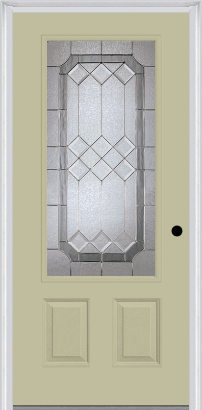 MMI 3/4 Lite 2 Panel 3'0" X 6'8" Fiberglass Smooth Majestic Nickel Decorative Glass Exterior Prehung Door 607