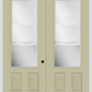 MMI TWIN/DOUBLE 3/4 LITE 2 PANEL RAISE/LOWER BLINDS 6'0" X 8'0" FIBERGLASS SMOOTH CLEAR GLASS WHITE GRILLES BETWEEN GLASS EXTERIOR PREHUNG DOOR 759 RLB GBG