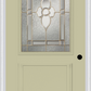 MMI 1/2 Lite 1 Panel 6'8" Fiberglass Smooth Nouveau Nickel Or Nouveau Patina Decorative Glass Exterior Prehung Door 682