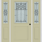 MMI 1/2 Lite 1 Panel 6'8" Fiberglass Smooth Selwyn Patina Exterior Prehung Door With 2 Half Lite Selwyn Patina Decorative Glass Sidelights 682