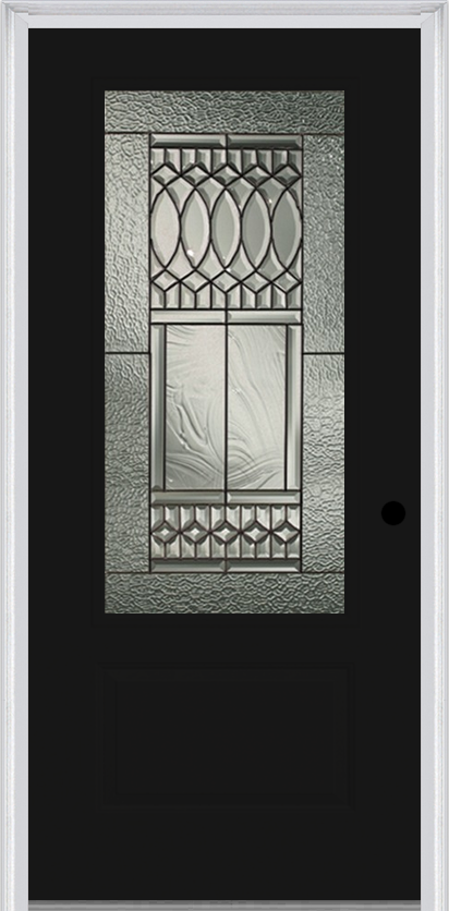 MMI 3/4 Lite 1 Panel 3'0" X 6'8" Fiberglass Smooth Paris Patina Decorative Glass Exterior Prehung Door 608