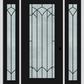 MMI Full Lite 6'8" Fiberglass Smooth Montclaire Wrought Iron Exterior Prehung Door With 2 Full Lite Montclaire Wrought Iron Decorative Glass Sidelights 686