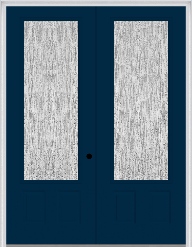 MMI TWIN/DOUBLE 3/4 LITE 2 PANEL 6'0" X 8'0" FIBERGLASS SMOOTH TEXTURED/PRIVACY GLASS EXTERIOR PREHUNG DOOR 759