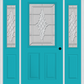 MMI 1/2 LITE 2 PANEL 6'8" FIBERGLASS SMOOTH GRACE NICKEL OR GRACE PATINA EXTERIOR PREHUNG DOOR WITH 2 HALF LITE GRACE NICKEL/PATINA DECORATIVE GLASS SIDELIGHTS 684