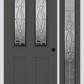 MMI 2-1/2 Lite 2 Panel 6'8" Fiberglass Smooth Belaire Zinc Exterior Prehung Door With 1 Full Lite Belaire Zinc Decorative Glass Sidelight 692