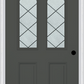 MMI 2-1/2 Lite 2 Panel 6'8" Fiberglass Smooth Harris Patina Decorative Glass Exterior Prehung Door 692