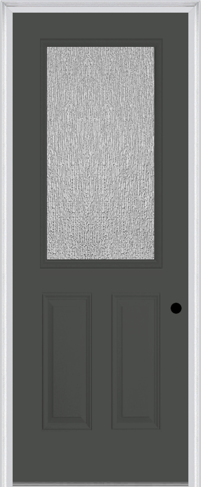 MMI 1/2 Lite 2 Panel 3'0" X 8'0" Fiberglass Smooth Textured/Privacy Glass Finger Jointed Primed Exterior Prehung Door 906