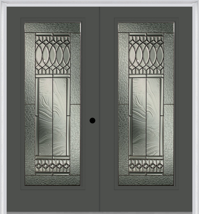 MMI Twin/Double Full Lite 6'8" Fiberglass Smooth Paris Patina Decorative Glass Exterior Prehung Door 686