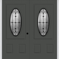 MMI Twin/Double Small Oval 2 Panel 6'8" Fiberglass Smooth Chateau Wrought Iron Decorative Glass Exterior Prehung Door 949