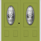 MMI Twin/Double Small Oval 2 Panel 6'8" Fiberglass Smooth Lumiere Patina Decorative Glass Exterior Prehung Door 949