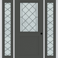 MMI 1/2 Lite 1 Panel 6'8" Fiberglass Smooth Harris Patina Exterior Prehung Door With 2 Full Lite Harris Patina Decorative Glass Sidelights 682